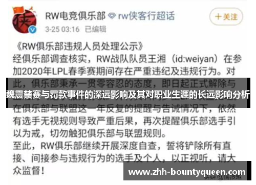魏震禁赛与罚款事件的深远影响及其对职业生涯的长远影响分析